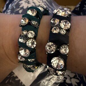 J. Crew Teal and Navy Crystal Wrap Bracelets